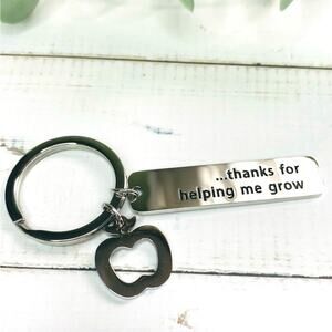 Stainless Steel Teacher Appreciation Keychain Thanks for Helping Me Grow NIP